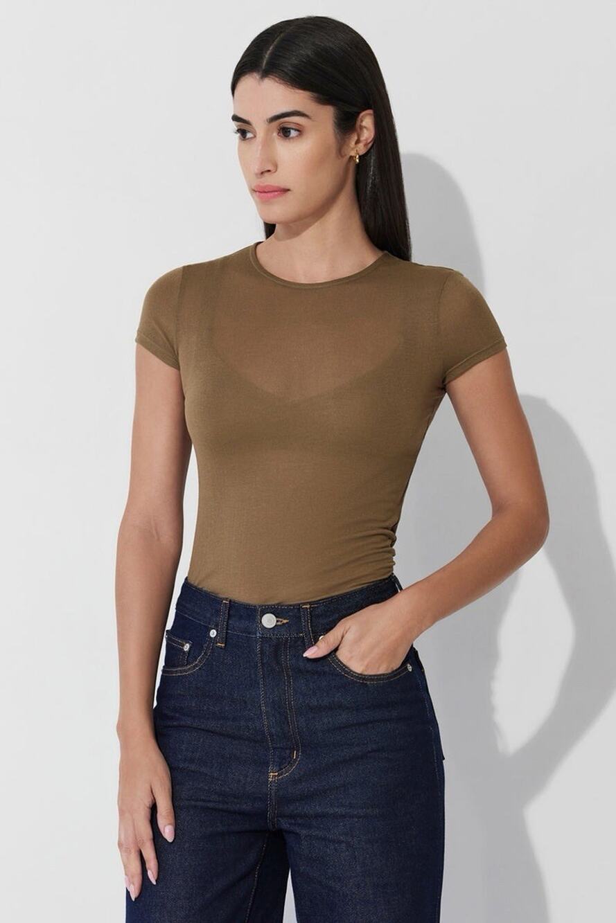 NWT Marcella Sara Tee Sheer European Jersey Short Sleeve Tee Size Medium